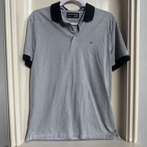 Calvin Klein Liquid Touch Men's Black and White Geometric Polo Size Medium